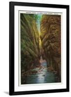 Oneonta Gorge in Columbia River Gorge - Columbia River, OR-Lantern Press-Framed Art Print