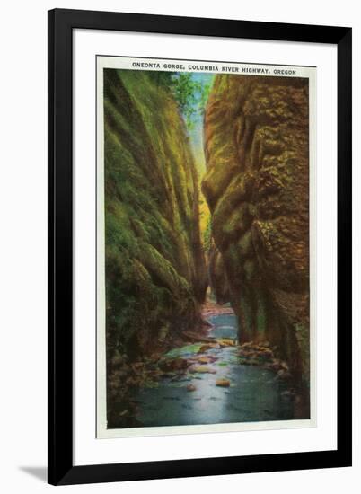 Oneonta Gorge in Columbia River Gorge - Columbia River, OR-Lantern Press-Framed Art Print