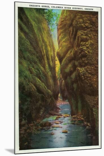 Oneonta Gorge in Columbia River Gorge - Columbia River, OR-Lantern Press-Mounted Art Print