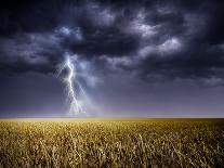 Dark Stormy Clouds over a Field-ongap-Framed Art Print