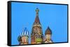Onion Domes of St. Basil's Cathedral in Red Square Illuminated at Night, Moscow, Russia, Europe-Martin Child-Framed Stretched Canvas