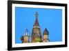 Onion Domes of St. Basil's Cathedral in Red Square Illuminated at Night, Moscow, Russia, Europe-Martin Child-Framed Photographic Print