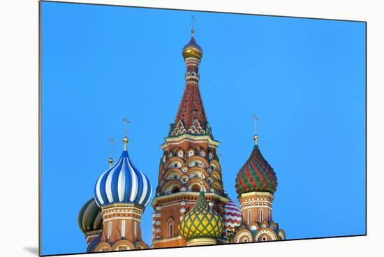 Onion Domes of St. Basil's Cathedral in Red Square Illuminated at Night, Moscow, Russia, Europe-Martin Child-Mounted Photographic Print