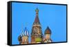 Onion Domes of St. Basil's Cathedral in Red Square Illuminated at Night, Moscow, Russia, Europe-Martin Child-Framed Stretched Canvas