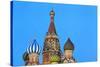 Onion Domes of St. Basil's Cathedral in Red Square Illuminated at Night, Moscow, Russia, Europe-Martin Child-Stretched Canvas