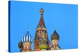 Onion Domes of St. Basil's Cathedral in Red Square Illuminated at Night, Moscow, Russia, Europe-Martin Child-Stretched Canvas