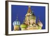 Onion Domes of St. Basil's Cathedral in Red Square Illuminated at Night, Moscow, Russia, Europe-Martin Child-Framed Photographic Print