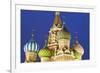 Onion Domes of St. Basil's Cathedral in Red Square Illuminated at Night, Moscow, Russia, Europe-Martin Child-Framed Photographic Print