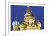 Onion Domes of St. Basil's Cathedral in Red Square Illuminated at Night, Moscow, Russia, Europe-Martin Child-Framed Photographic Print