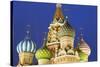 Onion Domes of St. Basil's Cathedral in Red Square Illuminated at Night, Moscow, Russia, Europe-Martin Child-Stretched Canvas