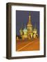 Onion Domes of St. Basil's Cathedral in Red Square Illuminated at Night, Moscow, Russia, Europe-Martin Child-Framed Photographic Print