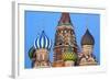 Onion Domes of St. Basil's Cathedral in Red Square Illuminated in the Evening, Moscow, Russia-Martin Child-Framed Photographic Print