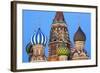 Onion Domes of St. Basil's Cathedral in Red Square Illuminated in the Evening, Moscow, Russia-Martin Child-Framed Photographic Print