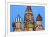 Onion Domes of St. Basil's Cathedral in Red Square Illuminated in the Evening, Moscow, Russia-Martin Child-Framed Photographic Print