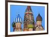 Onion Domes of St. Basil's Cathedral in Red Square Illuminated in the Evening, Moscow, Russia-Martin Child-Framed Photographic Print