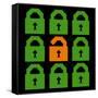 Online Web Security Concept Represented in 8-Bit Pixel-Art Padlock Icons-wongstock-Framed Stretched Canvas