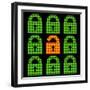 Online Web Security Concept Represented in 8-Bit Pixel-Art Padlock Icons-wongstock-Framed Art Print
