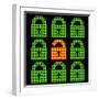 Online Web Security Concept Represented in 8-Bit Pixel-Art Padlock Icons-wongstock-Framed Art Print