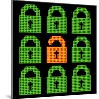 Online Web Security Concept Represented in 8-Bit Pixel-Art Padlock Icons-wongstock-Mounted Art Print