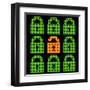 Online Web Security Concept Represented in 8-Bit Pixel-Art Padlock Icons-wongstock-Framed Art Print