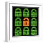 Online Web Security Concept Represented in 8-Bit Pixel-Art Padlock Icons-wongstock-Framed Art Print