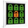 Online Web Security Concept Represented in 8-Bit Pixel-Art Padlock Icons-wongstock-Framed Art Print