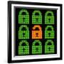 Online Web Security Concept Represented in 8-Bit Pixel-Art Padlock Icons-wongstock-Framed Art Print