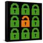 Online Web Security Concept Represented in 8-Bit Pixel-Art Padlock Icons-wongstock-Framed Stretched Canvas