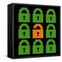 Online Web Security Concept Represented in 8-Bit Pixel-Art Padlock Icons-wongstock-Framed Stretched Canvas