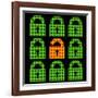 Online Web Security Concept Represented in 8-Bit Pixel-Art Padlock Icons-wongstock-Framed Art Print