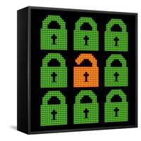 Online Web Security Concept Represented in 8-Bit Pixel-Art Padlock Icons-wongstock-Framed Stretched Canvas