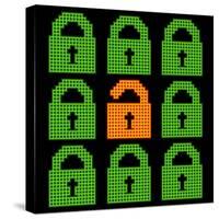 Online Web Security Concept Represented in 8-Bit Pixel-Art Padlock Icons-wongstock-Stretched Canvas