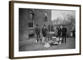 Onlookers Watch as Suited Men Stand in Front of a Large Copper Kettle for Making Illegal Liquor-null-Framed Art Print