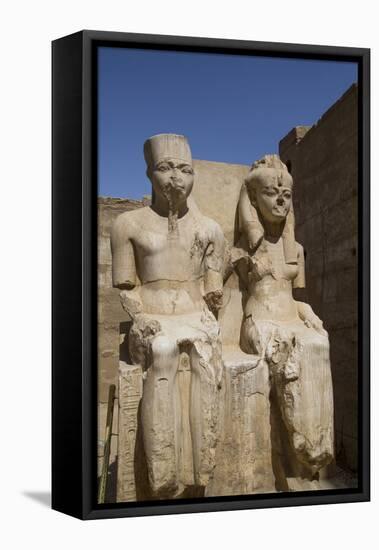 Only known Statue of King Tutankhamun on Left and Wife Queen Ankesenamun-Richard Maschmeyer-Framed Stretched Canvas