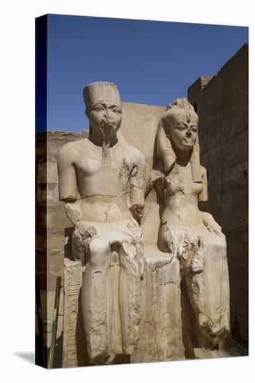 Only known Statue of King Tutankhamun on Left and Wife Queen Ankesenamun-Richard Maschmeyer-Stretched Canvas