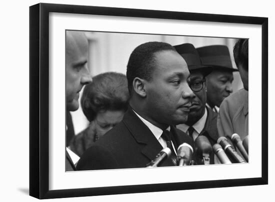 Only Two Weeks Since Jfk's Assassination, Martin Luther King, Met with President Lyndon Johnson-null-Framed Premium Photographic Print