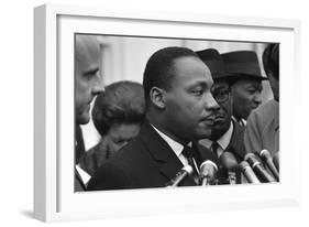 Only Two Weeks Since Jfk's Assassination, Martin Luther King, Met with President Lyndon Johnson-null-Framed Premium Photographic Print