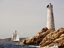 Shenandoah of Sark Schooner Sails Past Sardinia's Monaci Lighthouse on Costa Smeralda-Onne van der Wal-Photographic Print