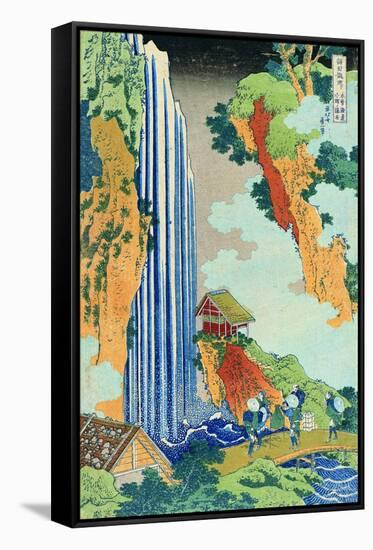 Ono Waterfall, the Kiso Highway, from the series 'A Journey to the Waterfalls of all the Provinces'-Katsushika Hokusai-Framed Stretched Canvas