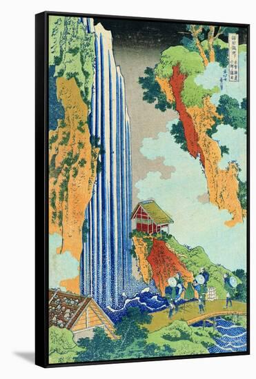 Ono Waterfall, the Kiso Highway, from the series 'A Journey to the Waterfalls of all the Provinces'-Katsushika Hokusai-Framed Stretched Canvas