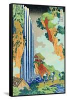 Ono Waterfall, the Kiso Highway-Katsushika Hokusai-Framed Stretched Canvas
