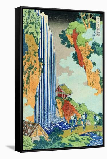 Ono Waterfall, the Kiso Highway-Katsushika Hokusai-Framed Stretched Canvas