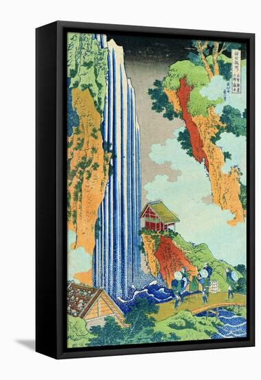 Ono Waterfall, the Kiso Highway-Katsushika Hokusai-Framed Stretched Canvas