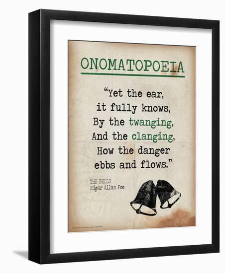 Onomatopoeia (Quote from The Bells by Edgar Allan Poe)-Jeanne Stevenson-Framed Art Print