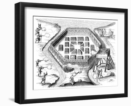 Onondaga Village Attacked by the French Explorer Samuel De Champlain, 1615-null-Framed Giclee Print