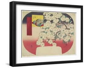 Onono Komachi and Ink Color Cherry Blossoms, Spring, 1844-1847-Utagawa Hiroshige-Framed Giclee Print