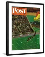 "Onto the Field," Saturday Evening Post Cover, November 1, 1947-John Falter-Framed Giclee Print