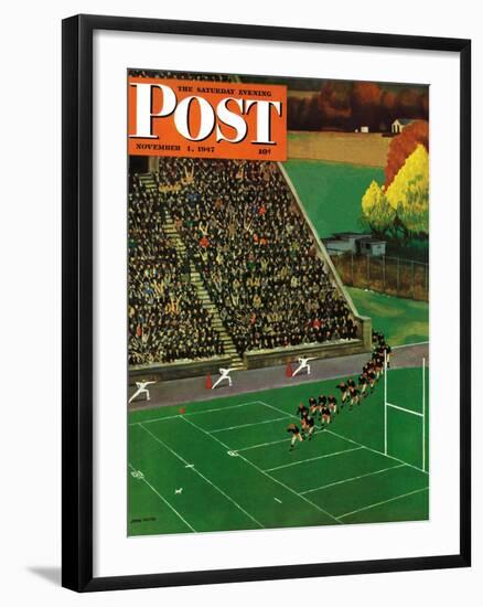 "Onto the Field," Saturday Evening Post Cover, November 1, 1947-John Falter-Framed Giclee Print