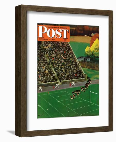 "Onto the Field," Saturday Evening Post Cover, November 1, 1947-John Falter-Framed Giclee Print