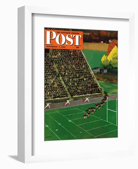 "Onto the Field," Saturday Evening Post Cover, November 1, 1947-John Falter-Framed Giclee Print